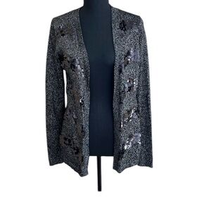 🆕 Dana Buchman Women’s Cardigan Sweater Size Small Black Sequins